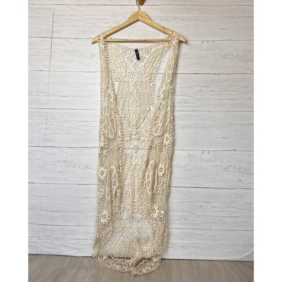 Fulltilt Cardigan Kimono Size Small Bohemian Longline Floral Embroidery Mesh - Picture 13 of 15